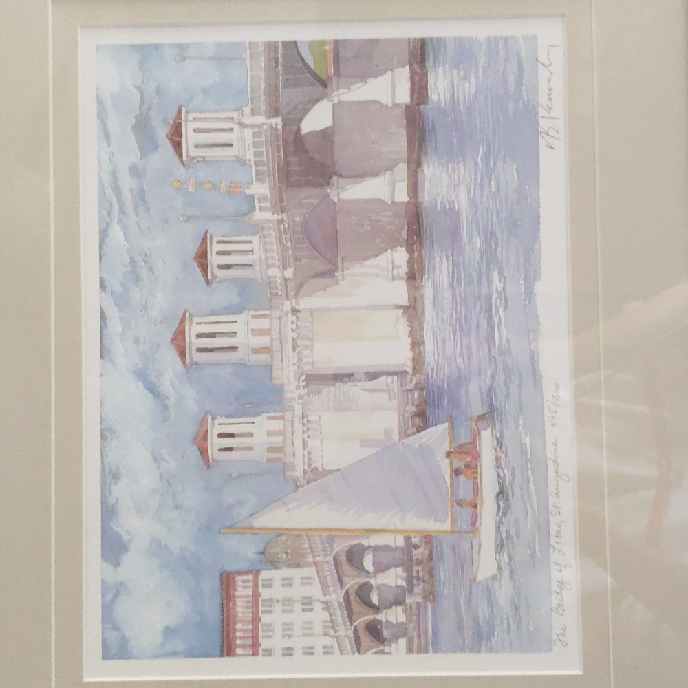 SOLD Signed Robert E. Kennedy litho 495/1500  The Bridge of Lions, St. Augustine